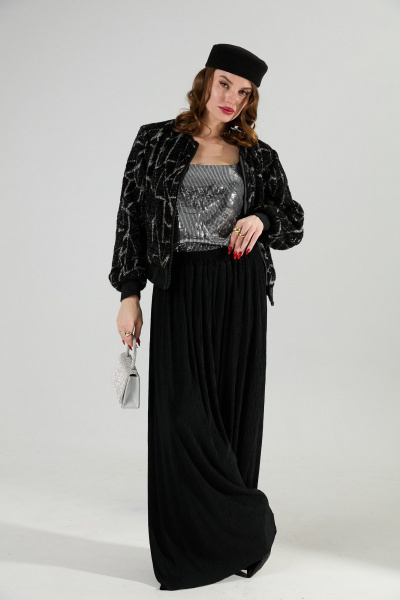 Топ NikVa 418-4 чёрный+серебро - фото 4