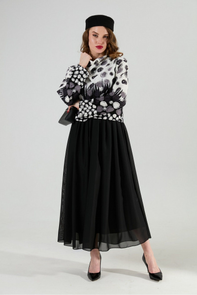 Платье NikVa 924-11 чёрно-бело-серый - фото 6
