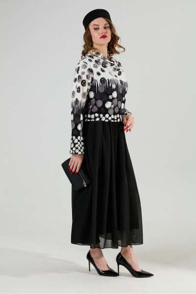 Платье NikVa 924-11 чёрно-бело-серый - фото 4