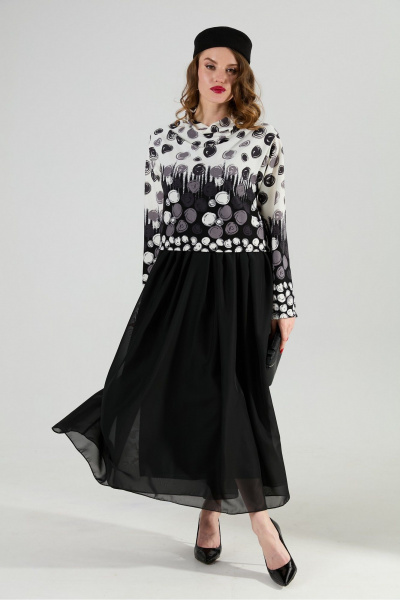 Платье NikVa 924-11 чёрно-бело-серый - фото 1