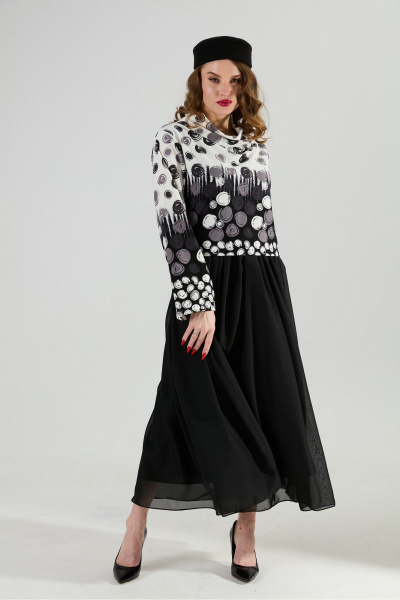 Платье NikVa 924-11 чёрно-бело-серый - фото 2