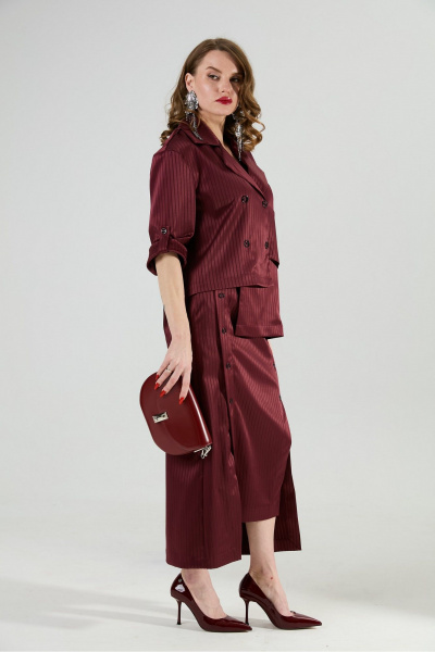 Юбка NikVa 971-5 бургунди_полоска - фото 10