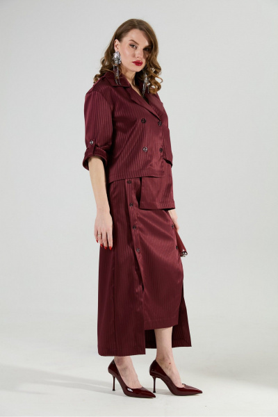 Юбка NikVa 971-5 бургунди_полоска - фото 9