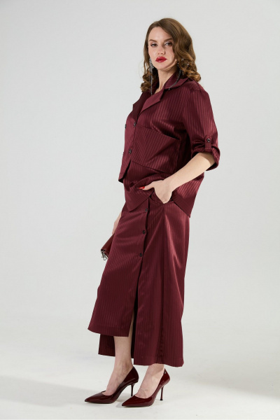 Юбка NikVa 971-5 бургунди_полоска - фото 6
