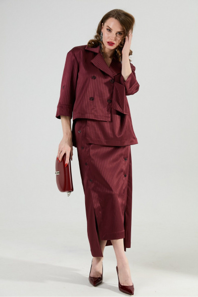 Юбка NikVa 971-5 бургунди_полоска - фото 3