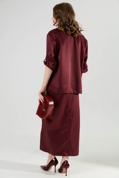 Жакет, юбка NikVa 972-5 бургунди_полоска - фото 7