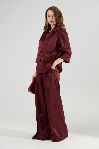 Брюки NikVa 977-5 бургунди_полоска - фото 11