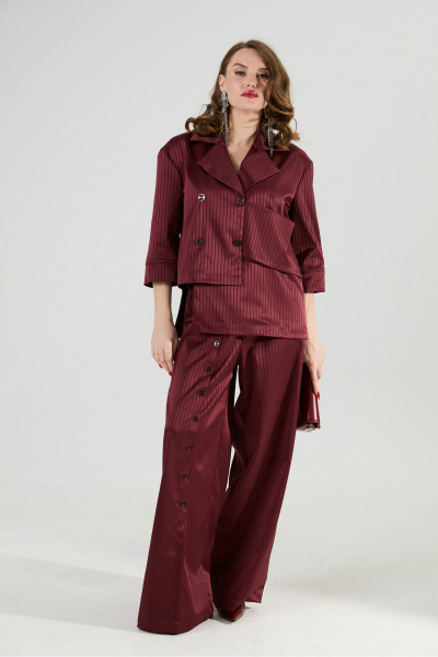 Брюки NikVa 977-5 бургунди_полоска - фото 7