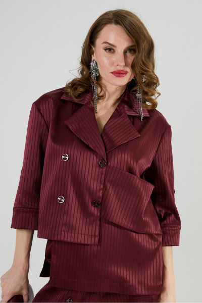 Брюки, жакет NikVa 979-5 бургунди_полоска - фото 10