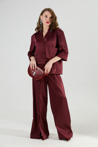 Брюки, жакет NikVa 979-5 бургунди_полоска - фото 5