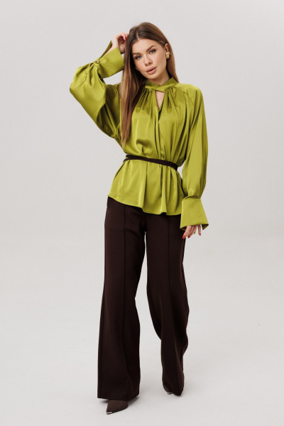 Блуза, брюки Amberа Style 2147 шоколад/оливка - фото 8