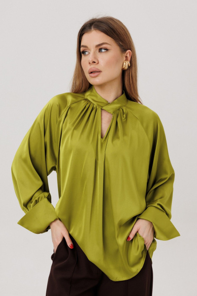 Блуза, брюки Amberа Style 2147 шоколад/оливка - фото 5