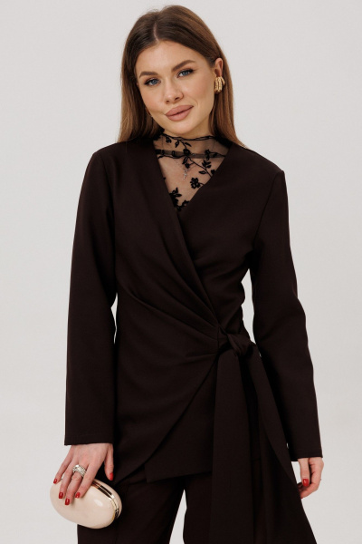 Брюки, жакет, лонгслив Amberа Style 3023 шоколад - фото 2