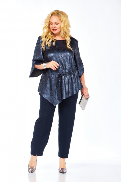 Блуза, брюки Элль-стиль 2450 синий - фото 19