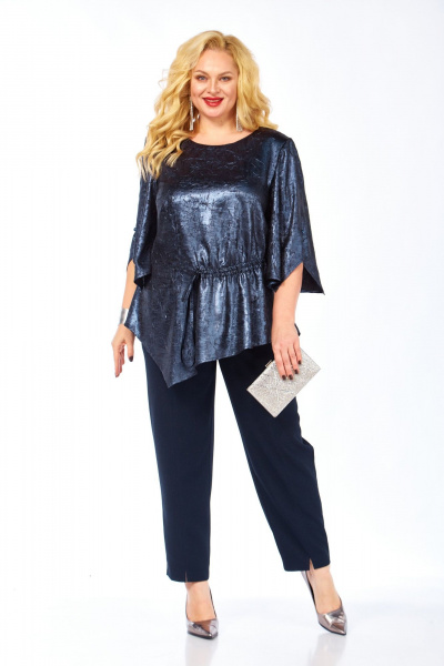 Блуза, брюки Элль-стиль 2450 синий - фото 13