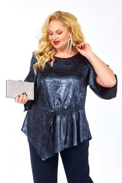 Блуза, брюки Элль-стиль 2450 синий - фото 8