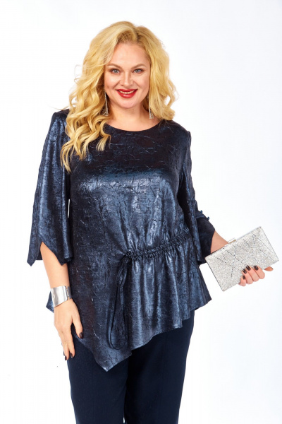 Блуза, брюки Элль-стиль 2450 синий - фото 6