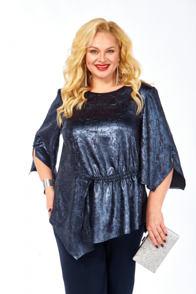 Блуза, брюки Элль-стиль 2450 синий - фото 3