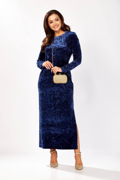Платье Gizart 5339/1 синий_жатка - фото 5