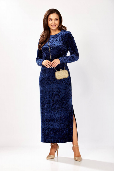 Платье Gizart 5339/1 синий_жатка - фото 3