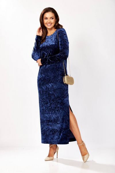 Платье Gizart 5339/1 синий_жатка - фото 2