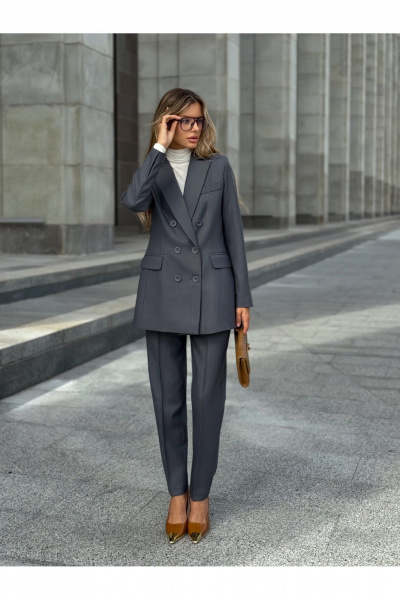 Брюки, жакет KORTNI 22Р11/20BR10 серый в голубую полоску - фото 1