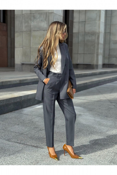 Брюки, жакет KORTNI 22Р11/20BR10 серый в голубую полоску - фото 6