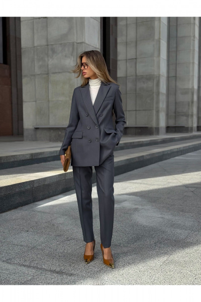 Брюки, жакет KORTNI 22Р11/20BR10 серый в голубую полоску - фото 2