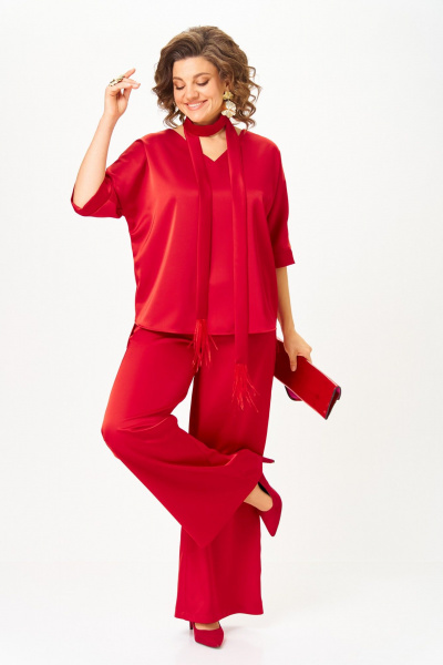 Блуза, брюки БагираАнТа 1092А красный - фото 3
