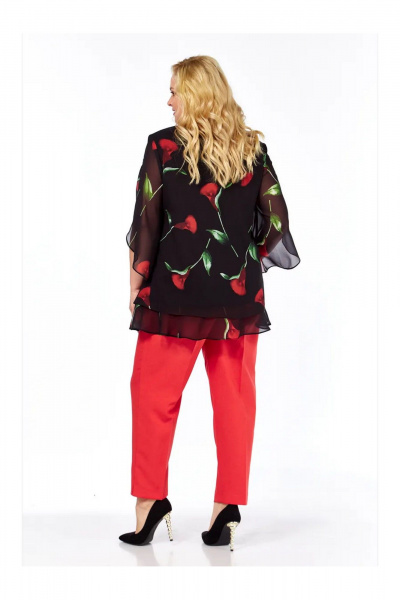Блуза, брюки Элль-стиль 2213/11 черный_красный - фото 7