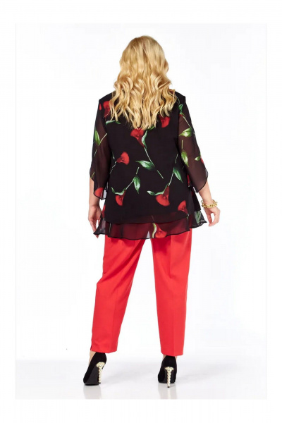 Блуза Элль-стиль 2213/11а черный_принт_цветы - фото 9