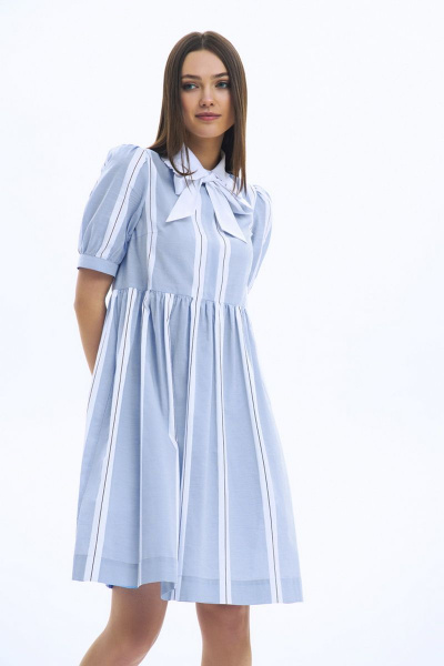 Платье LaVeLa L10230 голубой/полоска - фото 1