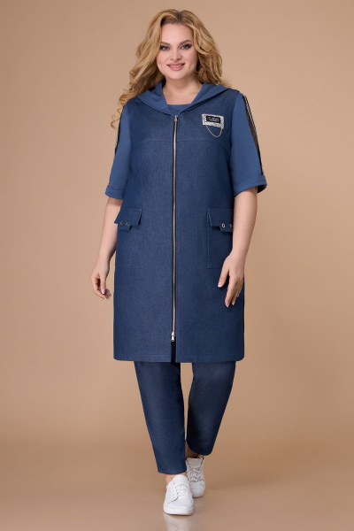 Блуза, брюки, жилет Svetlana-Style 1555 синий - фото 1