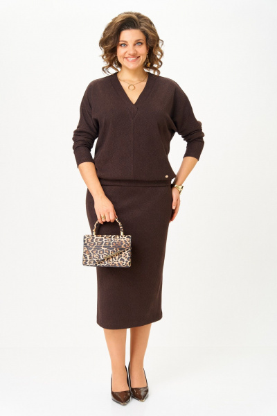 Джемпер, юбка БагираАнТа 1014 шоколад - фото 1