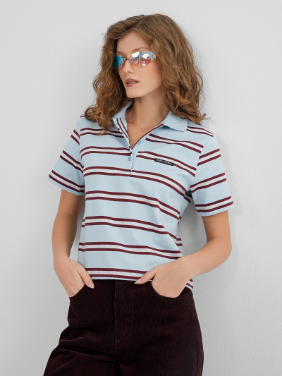 Майка Mark Formelle 112900/24-33421ПП-5 бордово_голубая_полоска_1_сл_термотрансфер_на_поло - фото 3
