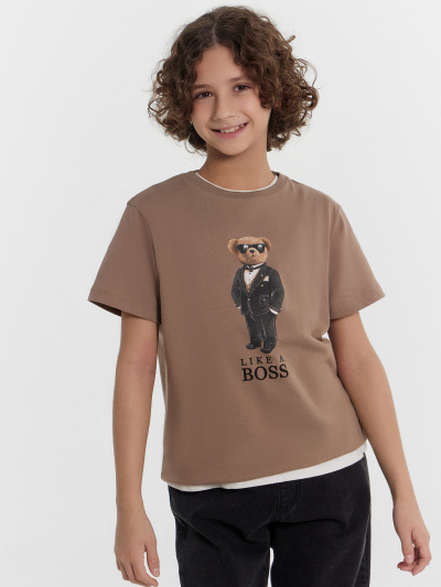 Футболка Mark Formelle 113379/24-27790П-0 мокко_печать_3_сл_на_пол - фото 1