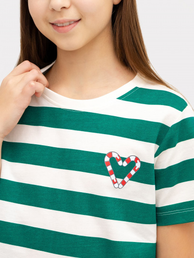 Футболка Mark Formelle 117835/22/24333ПП-0 молочно_зеленая_полоска_2_сл_на_пол_ТП - фото 5