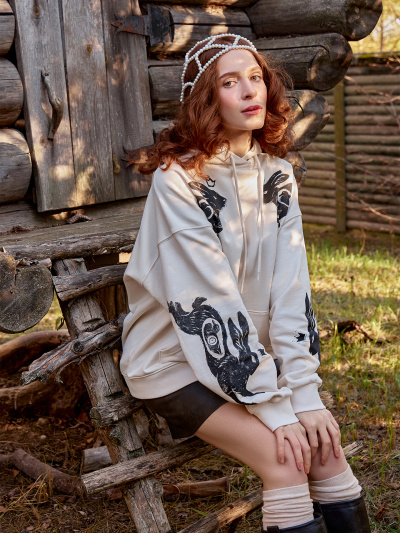 Худи Mark Formelle 122981/24-30073П-7 белый_песок_печать_2_сл_на_пол_2_сл_ПР_рукав_2_сл_Л - фото 1