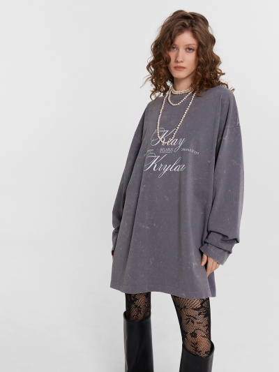 Лонгслив Mark Formelle 122999/24-ОБР30377П-0 серый_туман_печать_009.2_ЛОНГ_Эйсид_1_сл_на_пол_ - фото 1