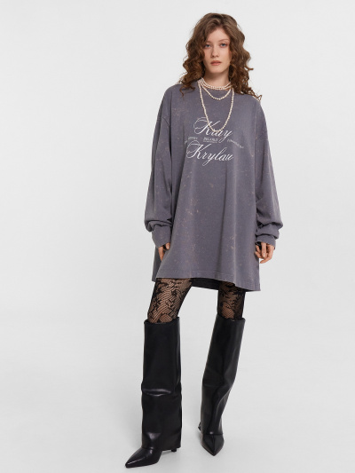 Лонгслив Mark Formelle 122999/24-ОБР30377П-0 серый_туман_печать_009.2_ЛОНГ_Эйсид_1_сл_на_пол_ - фото 2