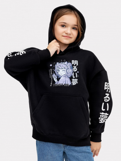 Худи Mark Formelle 127886-1/22/24321П-7П черный_печать_2_сл_на_пол_1_сл_ПР_рукав_1_сл_ЛВ_ - фото 3