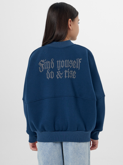 Толстовка Mark Formelle 167770/25-36778П-7П-3 синий_печать_3_сл_на_пол_печ_ДЕКОР_СТРАЗЫ - фото 2