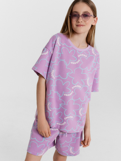 Футболка, шорты Mark Formelle 197728/24-33071П-7 цветы_на_лиловом - фото 1