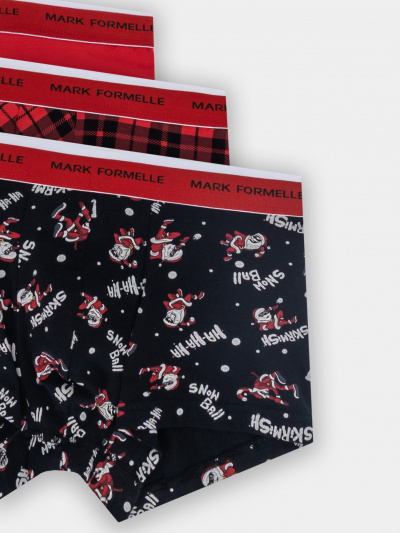 Трусы Mark Formelle 411124-3/25-5321П-5НГ Деды_морозы_на_черном_красный_ч.клетка_на_красно - фото 2