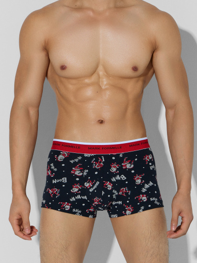 Трусы Mark Formelle 411124-3/25-5321П-5НГ Деды_морозы_на_черном_красный_ч.клетка_на_красно - фото 1