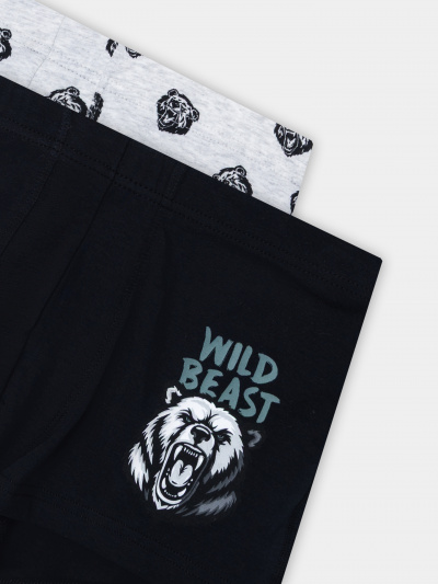 Трусы Mark Formelle 411229-2/25-5165П-5 черный_медведи_на_сером_меланже_3_сл_1тр_на_ЛВ_дет - фото 3