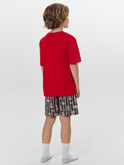 Футболка, шорты Mark Formelle 563329/25-33883ПП-14 спелая_вишня_капибары_на_графитовой_полоске_3_сл_ - фото 2