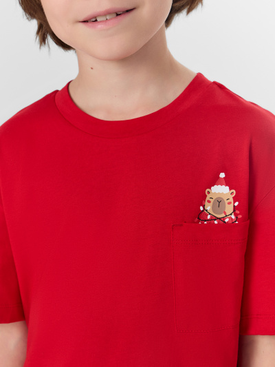 Футболка, шорты Mark Formelle 563329/25-33883ПП-14 спелая_вишня_капибары_на_графитовой_полоске_3_сл_ - фото 3