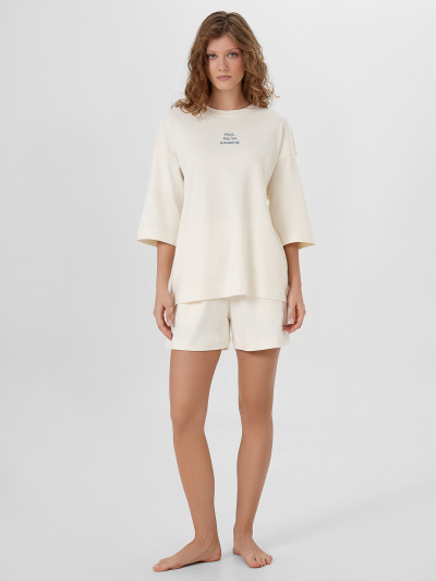 Футболка, шорты Mark Formelle 592526/24-27865ПП-2 молочный_печать_1_сл_на_пол - фото 2