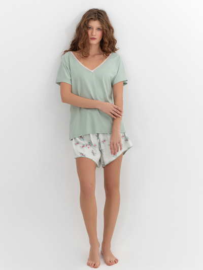Футболка, шорты Mark Formelle 592544/25-35486ПП-14 эдельвейс_веточки_на_мятном - фото 1